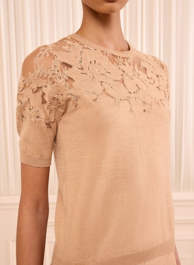 Ulla Johnson- Ella SS Lace Top- Almond