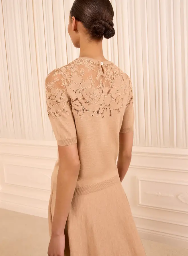 Ulla Johnson- Ella SS Lace Top- Almond