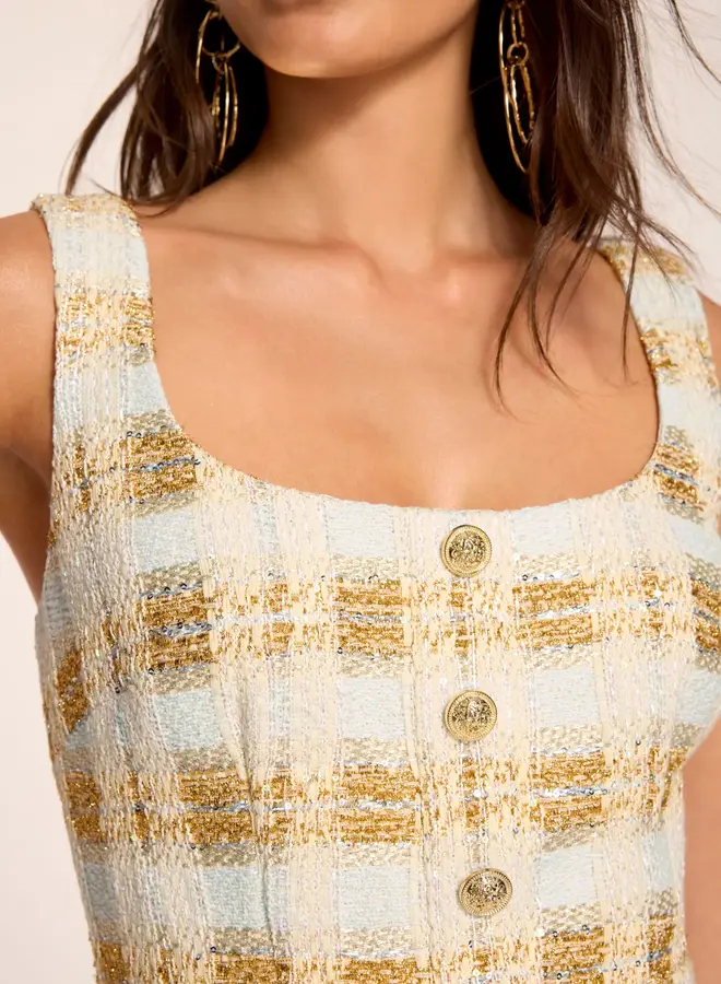 Ramy Brook- Michaela Lurex Tweed Mini Dress- Ivory Tweed