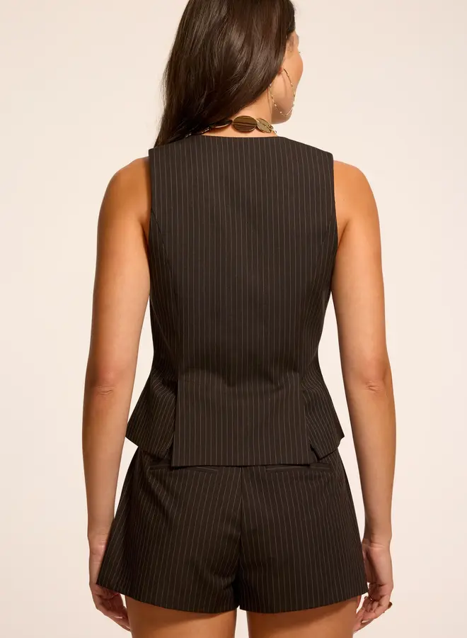 Ramy Brook- Tatum Pinstripe Vest- Brown Pinstripe