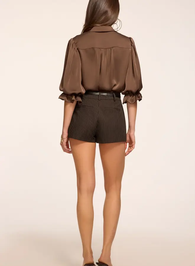 Ramy Brook- Ximena Short- Brown Pinstripe