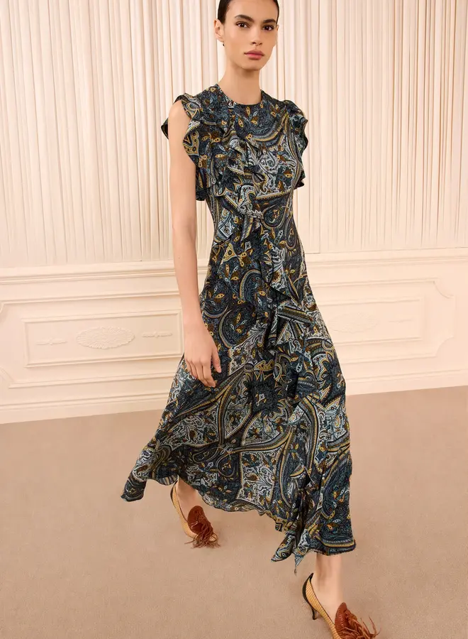 Ulla Johnson- Ameline SL Silk Dress- Prussian
