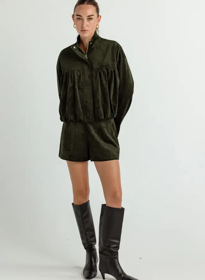 Sundays- Suede Jasper Shorts- Moorland Green