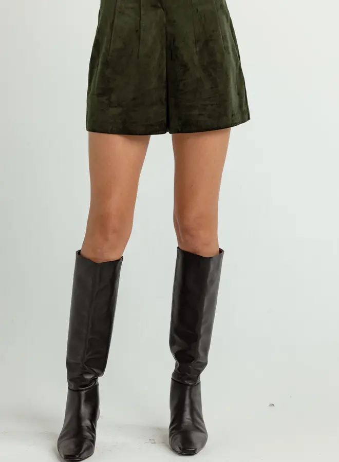Sundays- Suede Jasper Shorts- Moorland Green