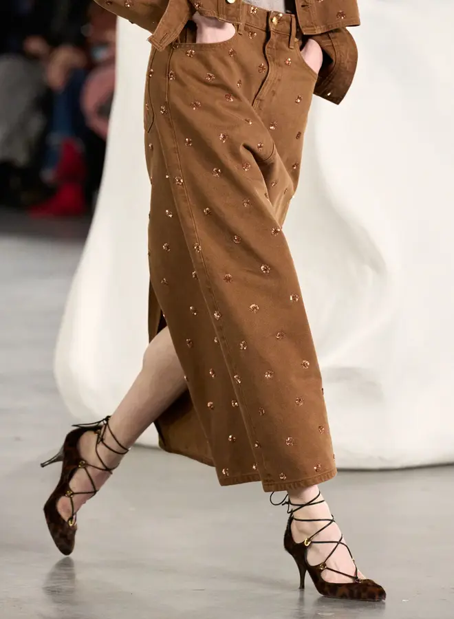 Ulla Johnson- The Verona Embellished Denim Skirt- Umber