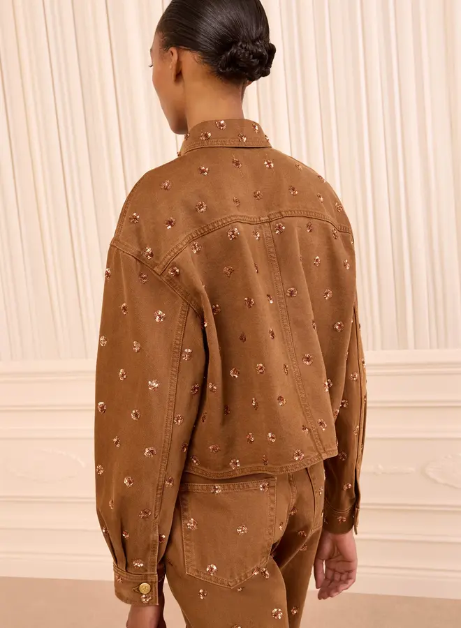 Ulla Johnson- The Bobbi Embellished Denim Jacket- Umber
