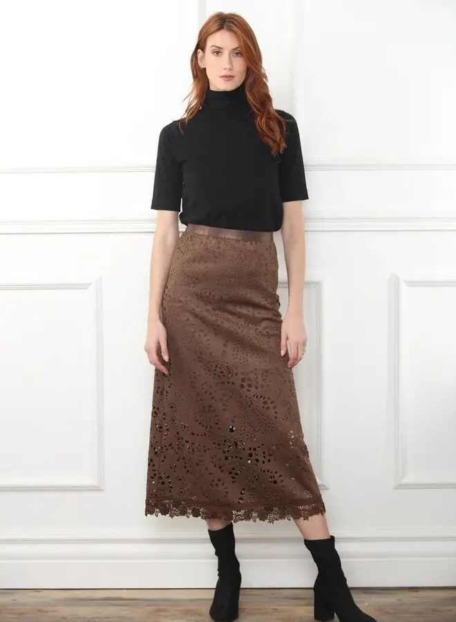 Zero Degrees Celsius- Faux Suede Eyelet Skirt- NEW