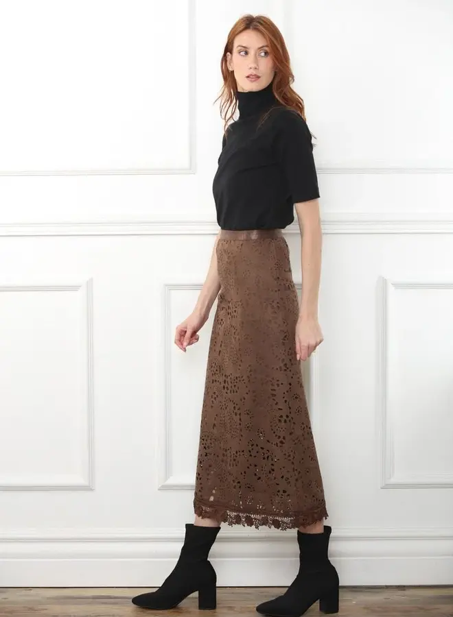 Zero Degrees Celsius- Faux Suede Eyelet Skirt- NEW