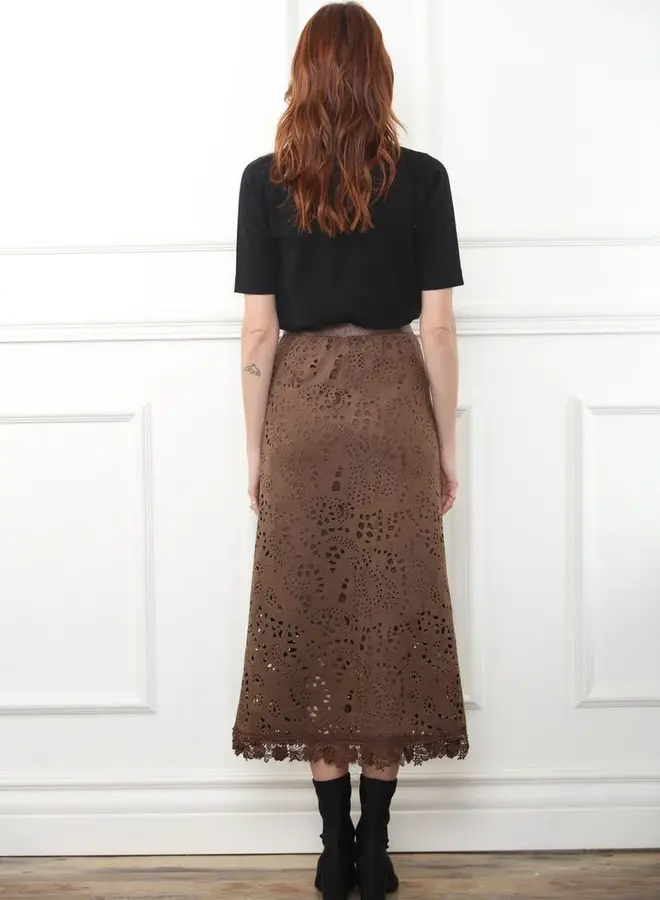 Zero Degrees Celsius- Faux Suede Eyelet Skirt- NEW