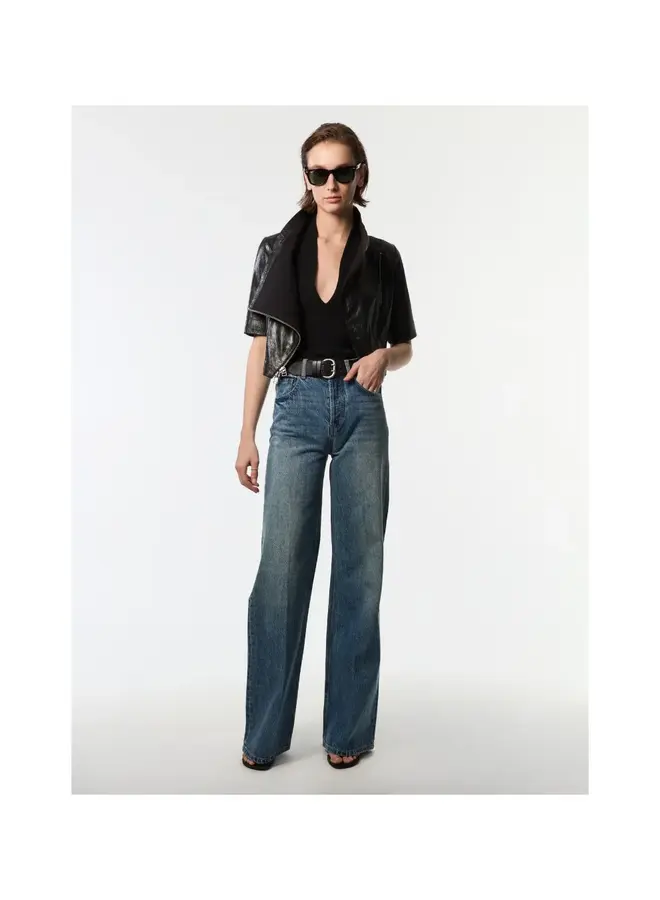 YIGAL AZROUEL- Cropped Leather Jacket- Black