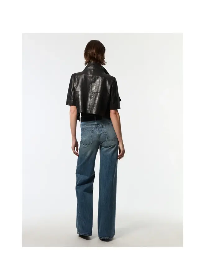 YIGAL AZROUEL- Cropped Leather Jacket- Black