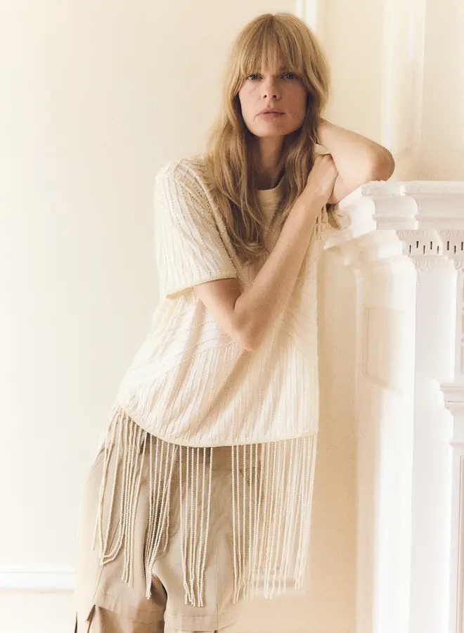 Sea New York- Carlotta Emb Fringe Top- Cream