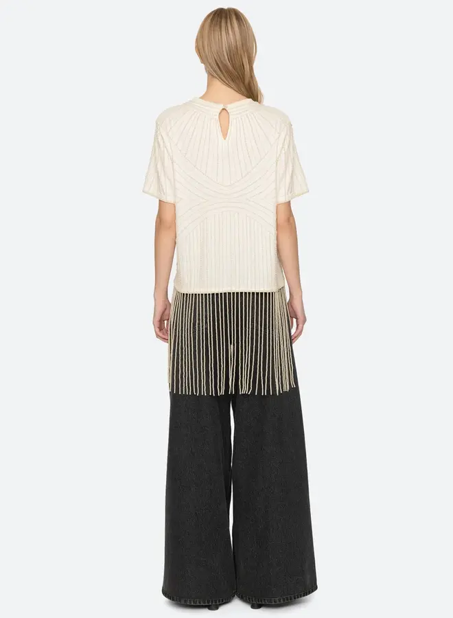 Sea New York- Carlotta Emb Fringe Top- Cream