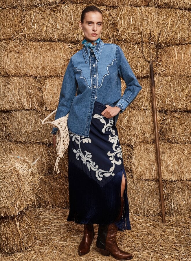 Alemais- Jesse Denim Appliqué Shirt