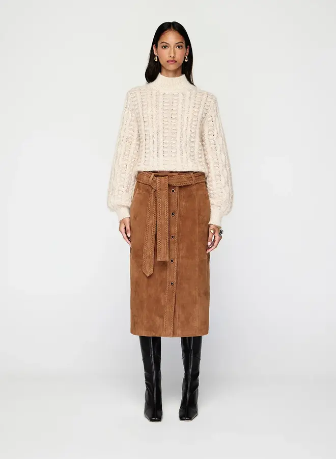 Mos The Label- Nola Suede Midi Skirt- Toffee