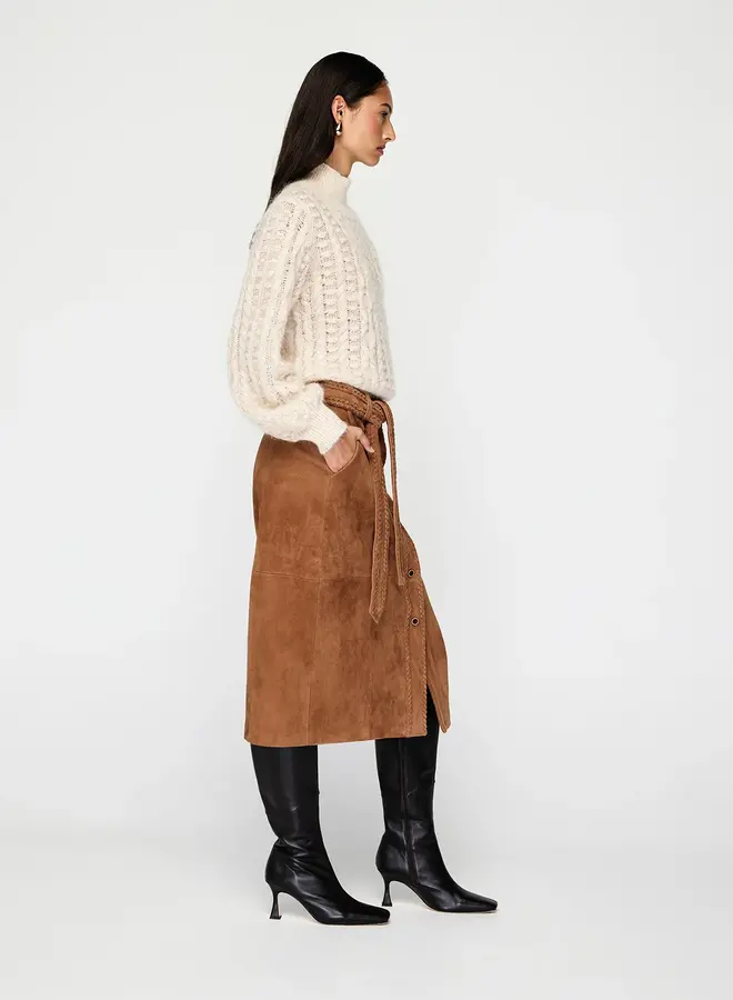 Mos The Label- Nola Suede Midi Skirt- Toffee