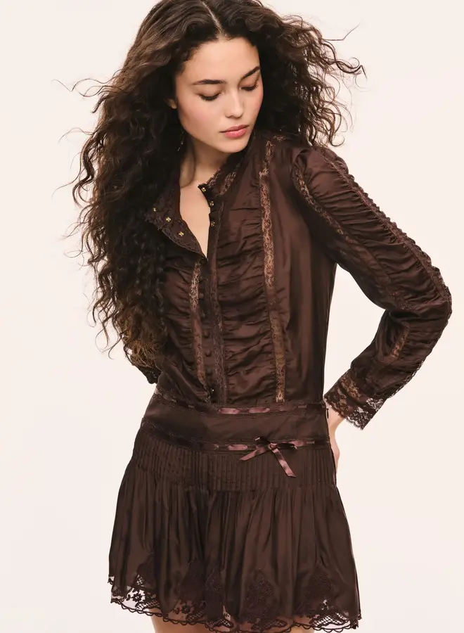 Love Shack Fancy- Jacque Top- Midnight Mocha
