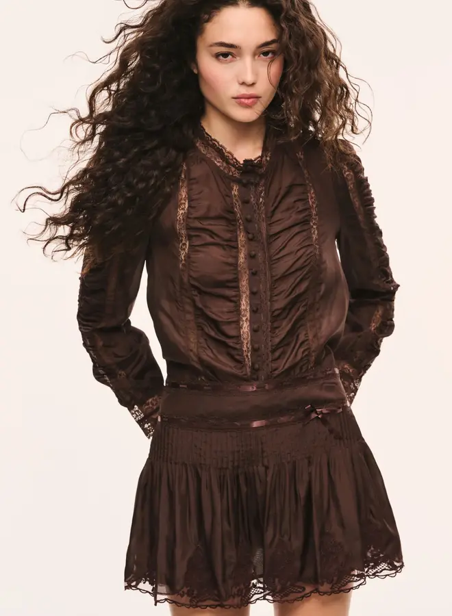 Love Shack Fancy- Marais Skirt- Midnight Mocha