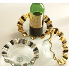 Annie Glass Gold 7 1/2'' Ruffle Wine Coaster