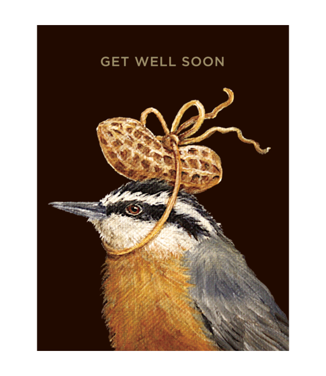 Hester and Cook Get Well Peanut Card - Gold Foil - ''Get Well Soon''