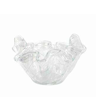 Vietri Onda Glass Clear w/ White Lines Medium Bowl