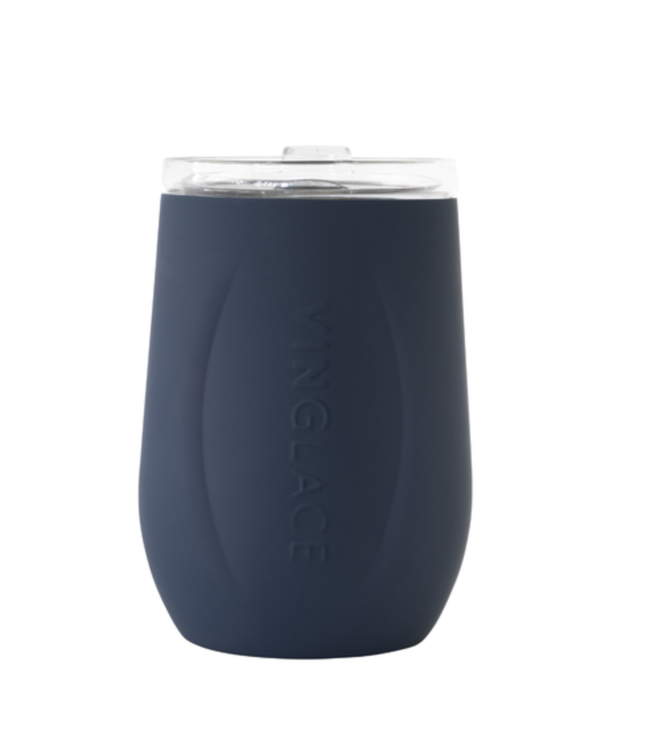Vinglace Navy Stemless Wine Glass - Judy At The Rink