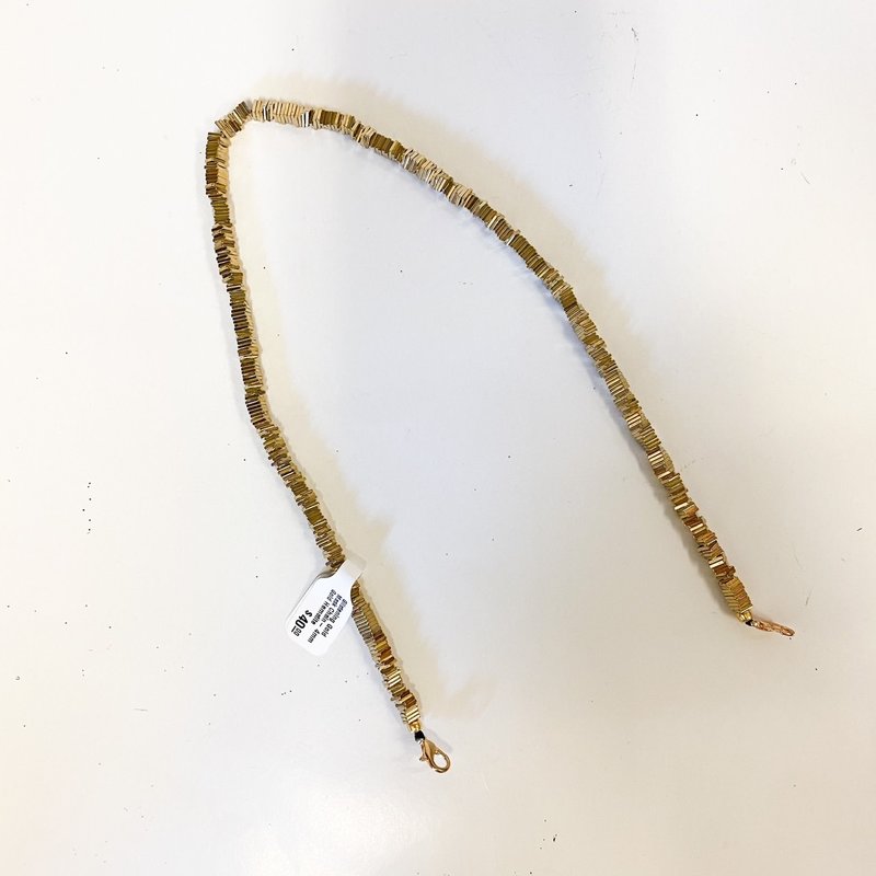 Karen Bordreaux Glistening Gold Mask Chain- 4mm Gold Hematite beads