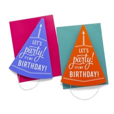 Color Box Letterpress 3D Party Hat- Orange + Blue