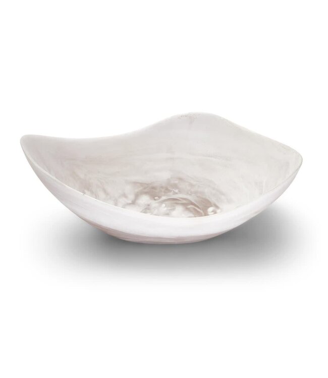 15'' Archipelago White Cloud Marbleized Organic Shaped Bowl