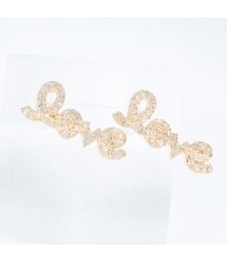 Benazir Collection Pave Diamond Love Studs in Gold