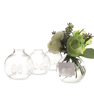 Two's Company Be Seated Set of 4 Bud Vases/Place Card Holders in Gift Box - Hand-Blown Glass