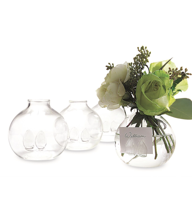 Be Seated Set of 4 Bud Vases/Place Card Holders in Gift Box - Hand-Blown Glass