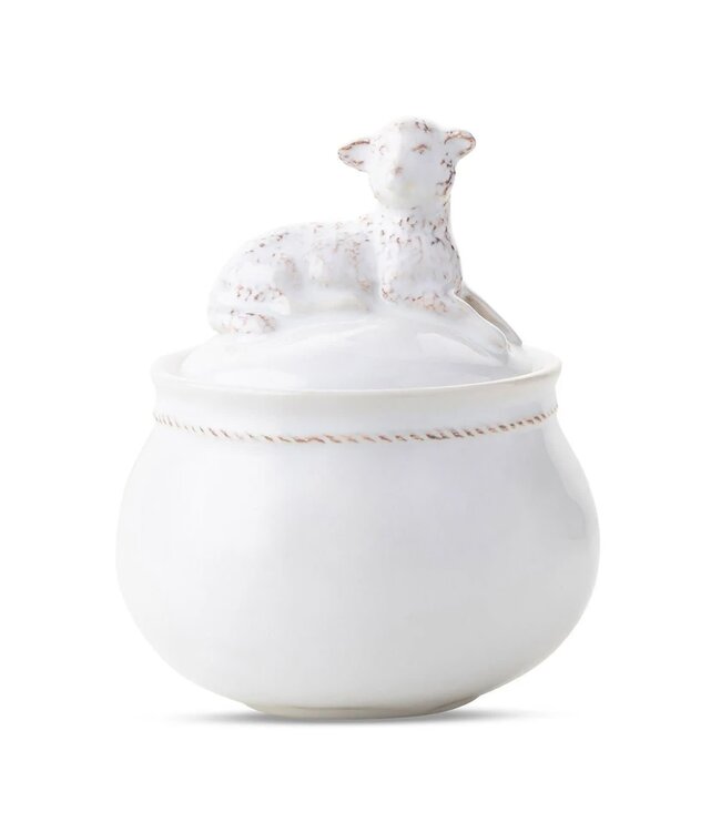 Henri Lidded Lamb Jar Whitewash