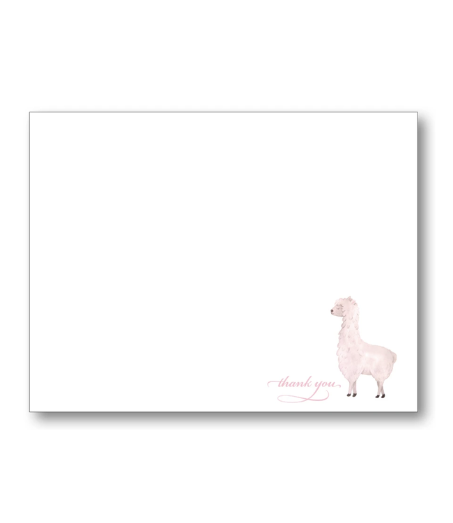 Llama Thank you Pink Flat Card with Envelope