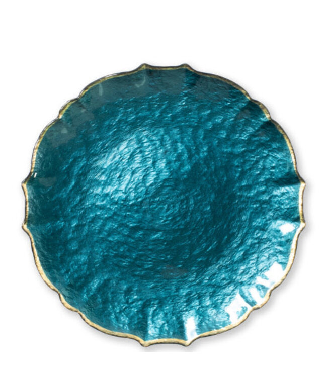 Baroque Glass Teal Service Plate/Charger