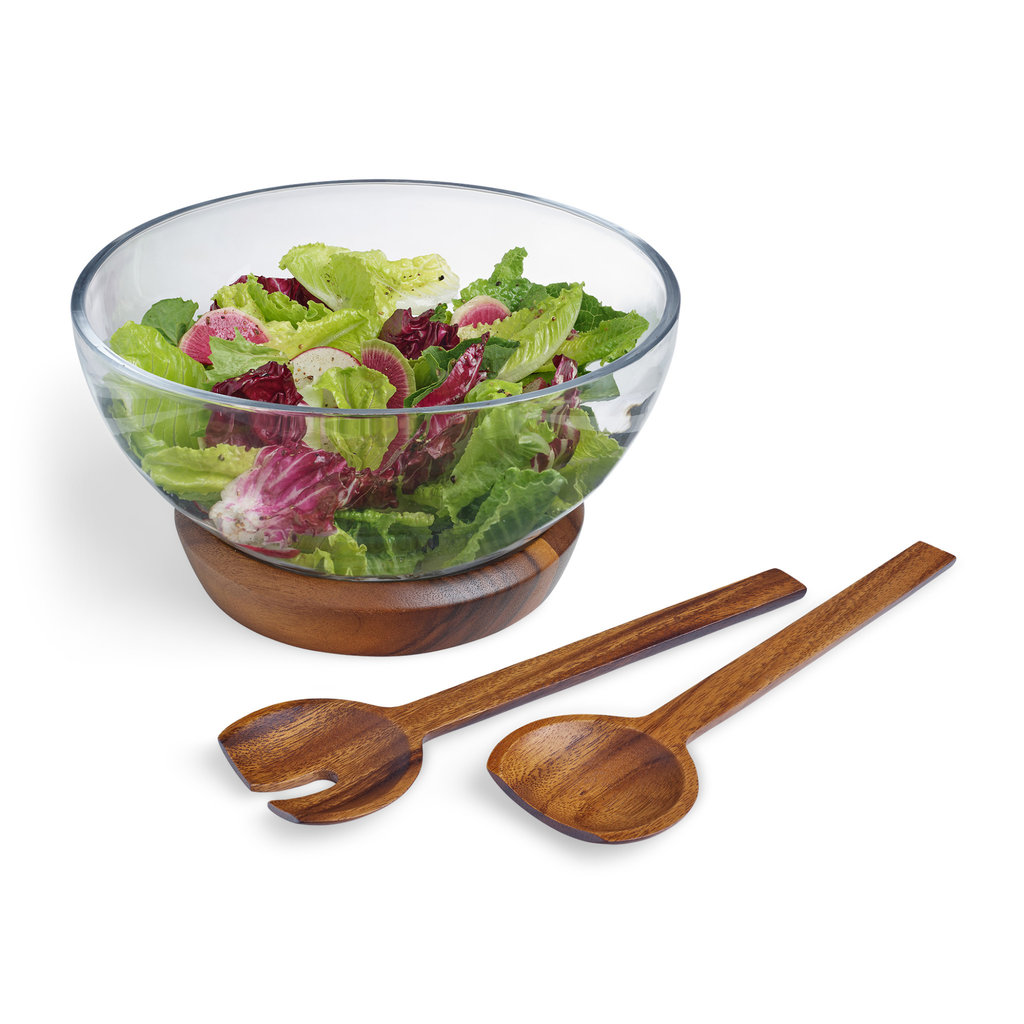 Nambe Cooper Salad Bowl with Servers