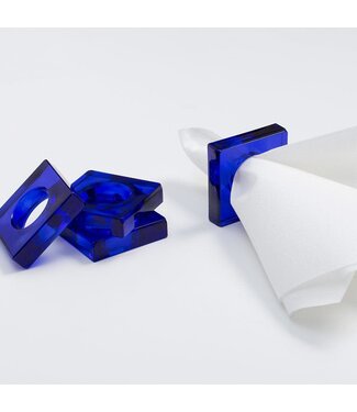 Caspari Cobalt Blue Set of 4 Napkin Rings