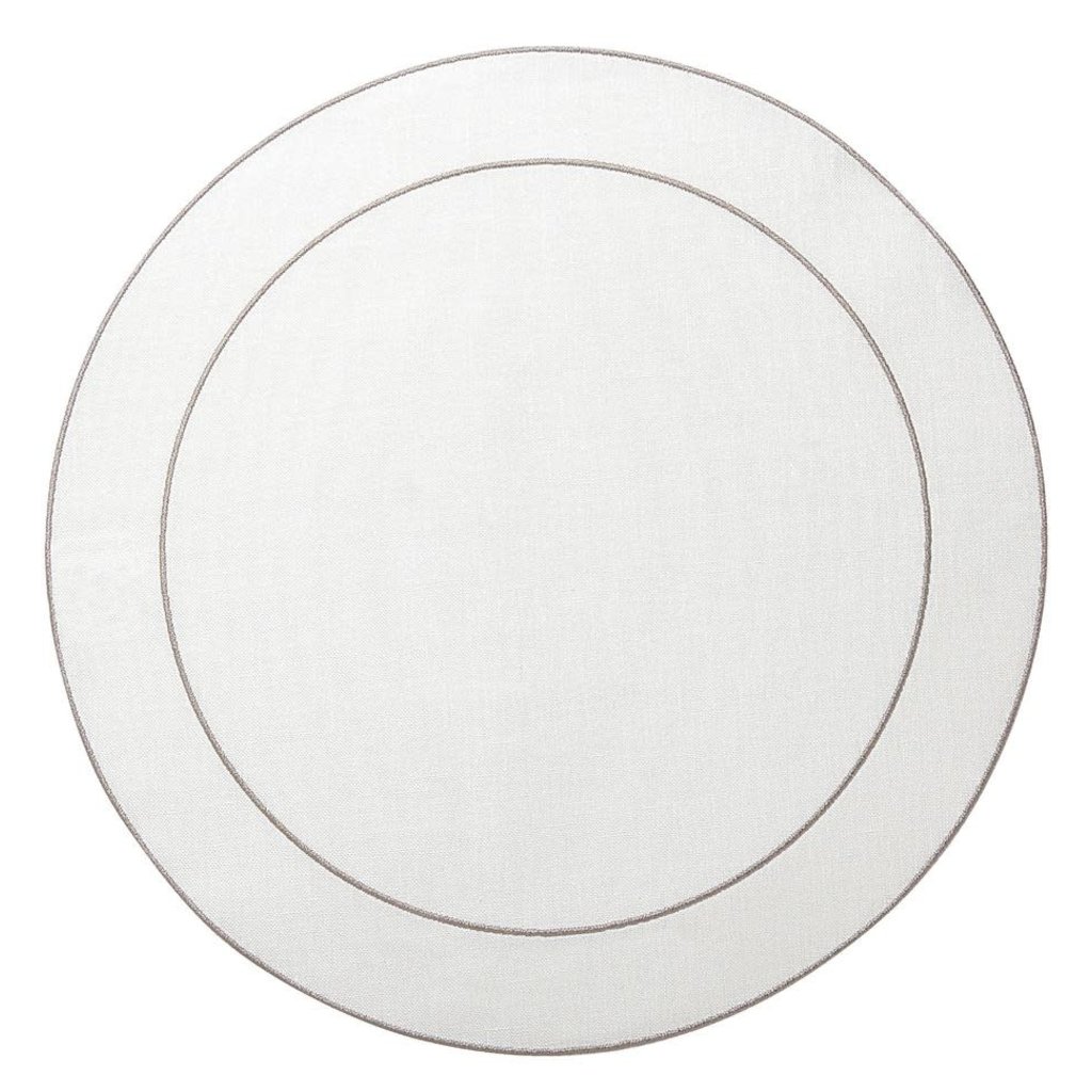 Skyros Designs Linho Simple Round Placemat White with Platinum