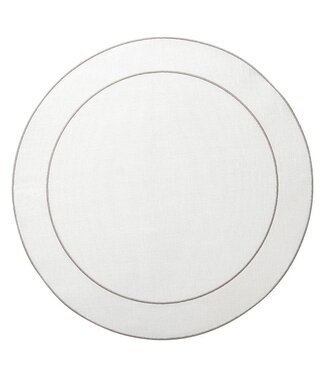 Skyros Designs Linho Simple Round Placemat White with Platinum