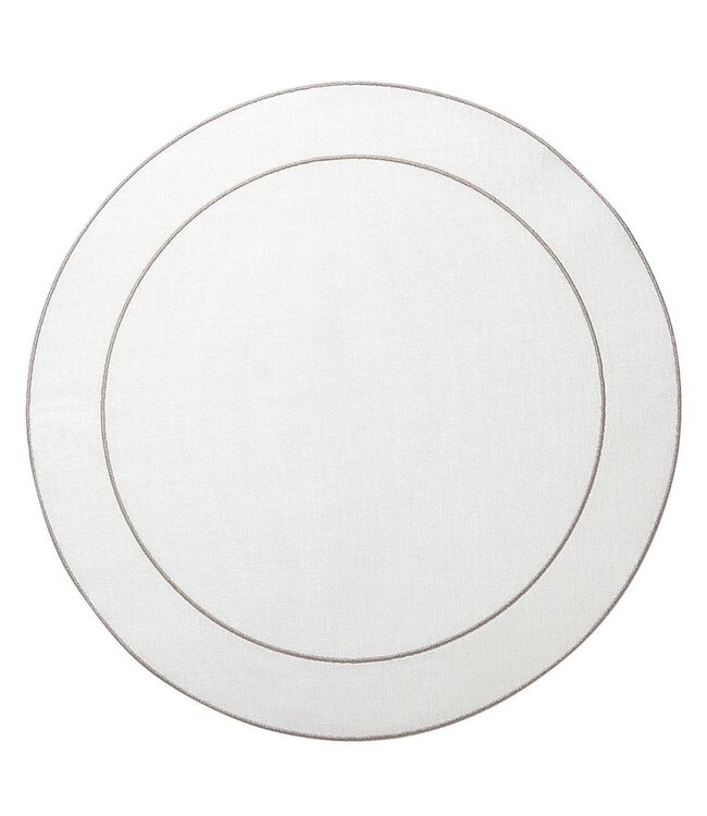 Linho Simple Round Placemat White with Platinum