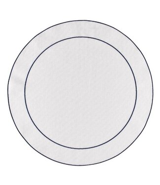 Skyros Designs Linho Simple Round Placemat White with Navy