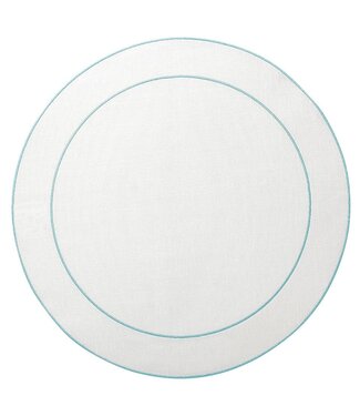 Skyros Designs Linho Simple Round Placemat White with Ice Blue