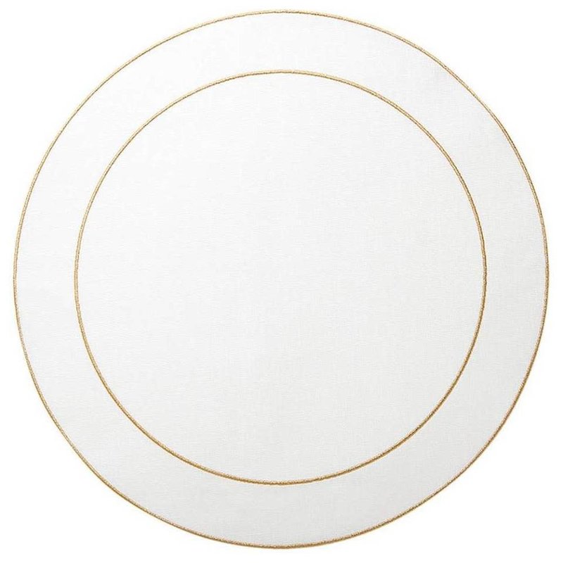 Skyros Designs Linho Simple Round Placemat White with Gold