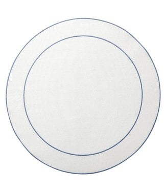 Skyros Designs Linho Simple Round Placemat White with Blue