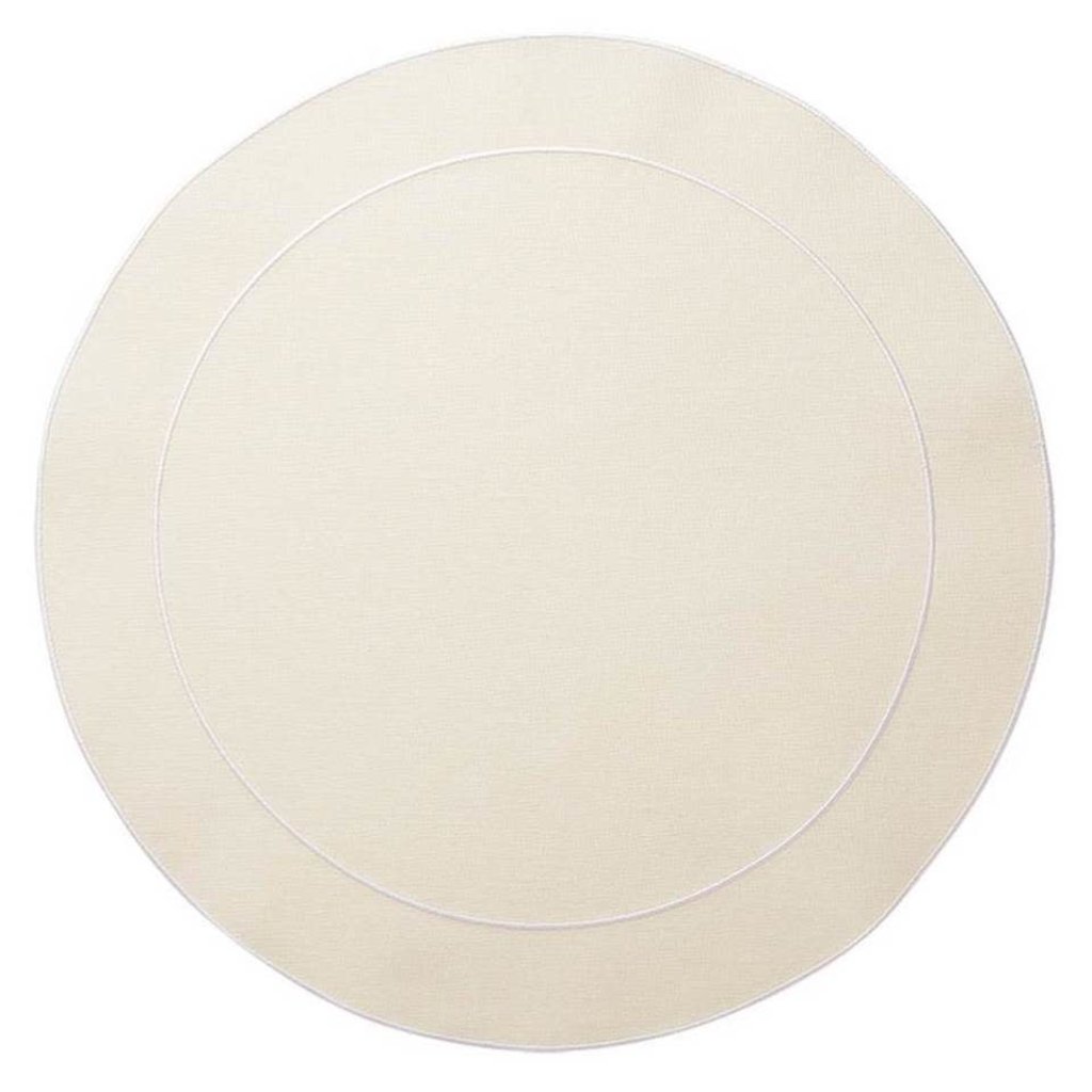 Skyros Designs Linho Simple Round Placemat Ivory and White