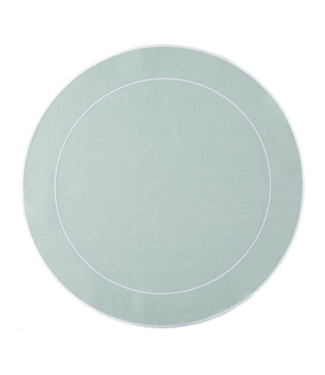 Skyros Designs Linho Simple Round Placemat Ice Blue and White