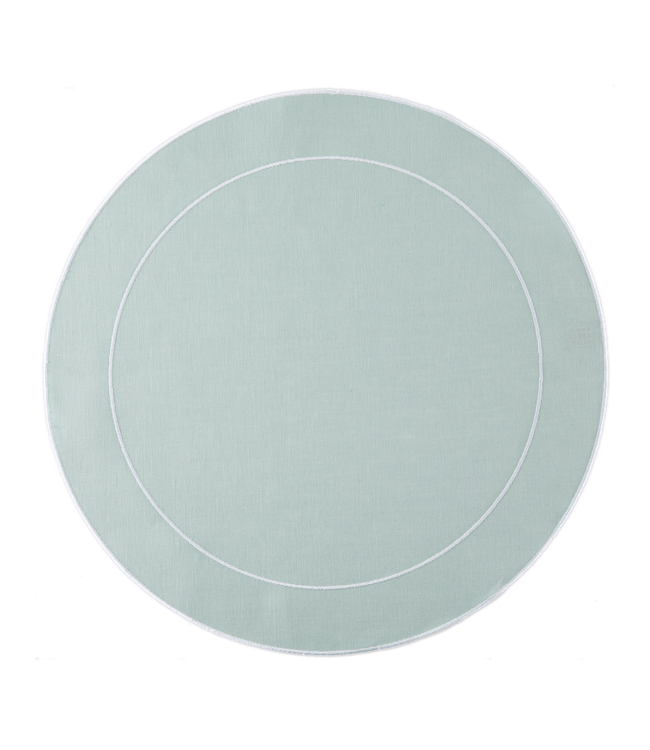 Linho Simple Round Placemat Ice Blue and White