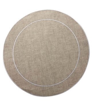 Skyros Designs Linho Simple Round Placemat Dark Natural and White