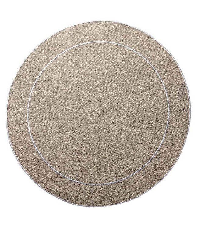 Linho Simple Round Placemat Dark Natural and White