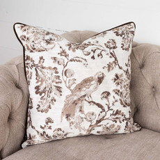 Park Hill Brown Down Filled Bird Toile Pillow